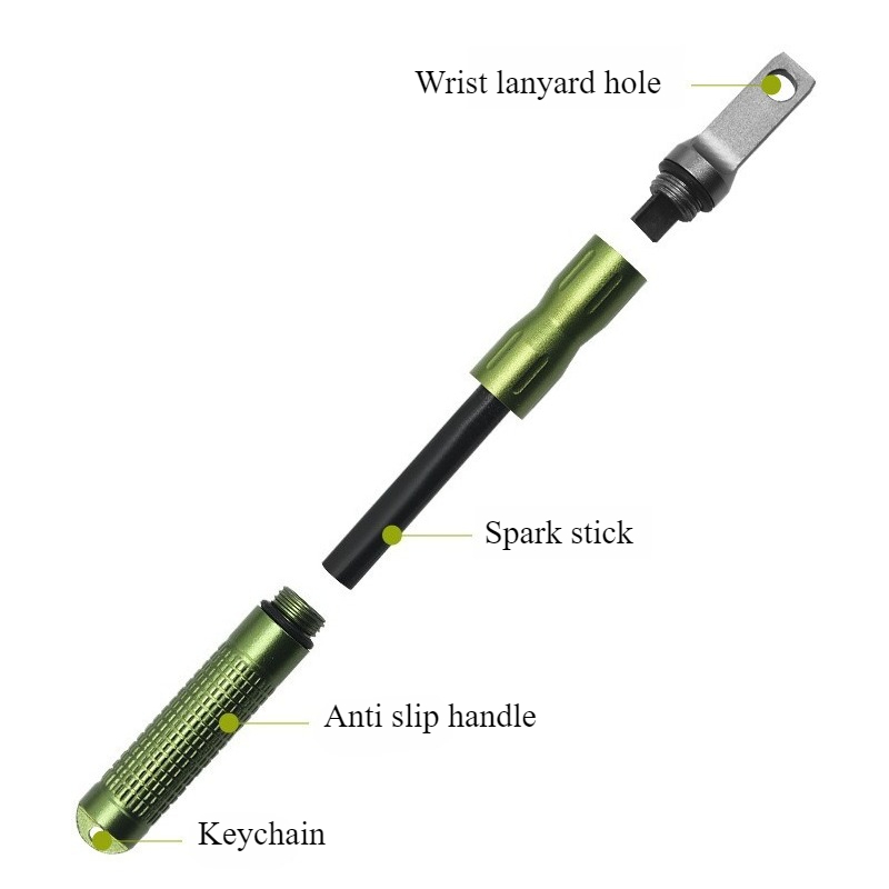 Ferro Rod Striker - Accendino d'emergenza portatile impermeabile in pietra,