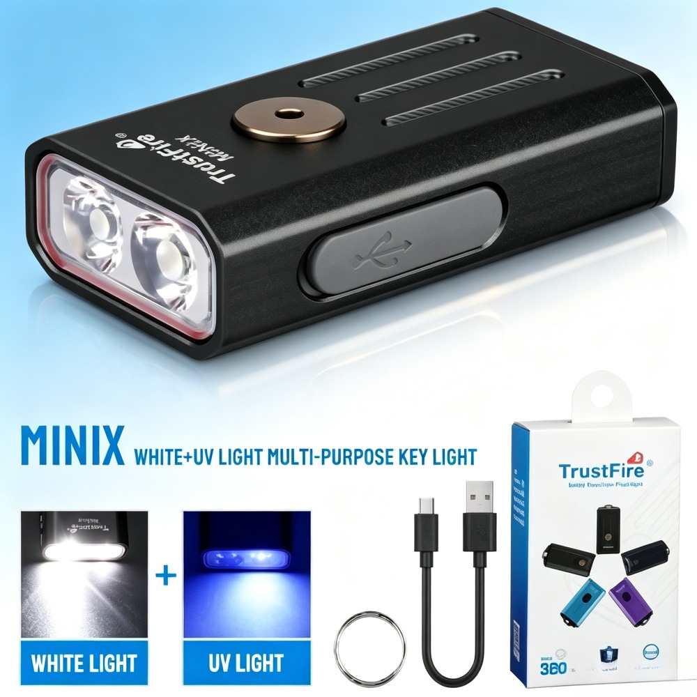 Edc Carry Flashlight - Mini torcia portachiavi EDC 320LM 365nm